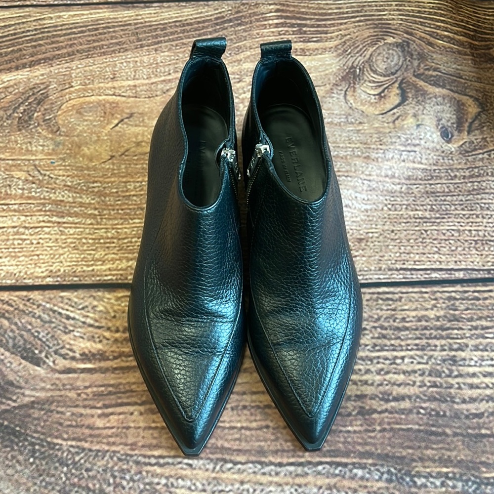 Women's Black Pointed Toe Leather Ankle Boots